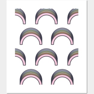 retro pastel rainbows pattern Posters and Art